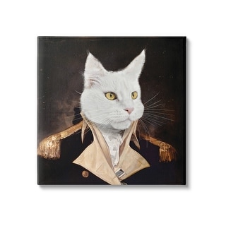Stupell White Cat in Uniform Canvas Wall Art Design By Karen Burke ...