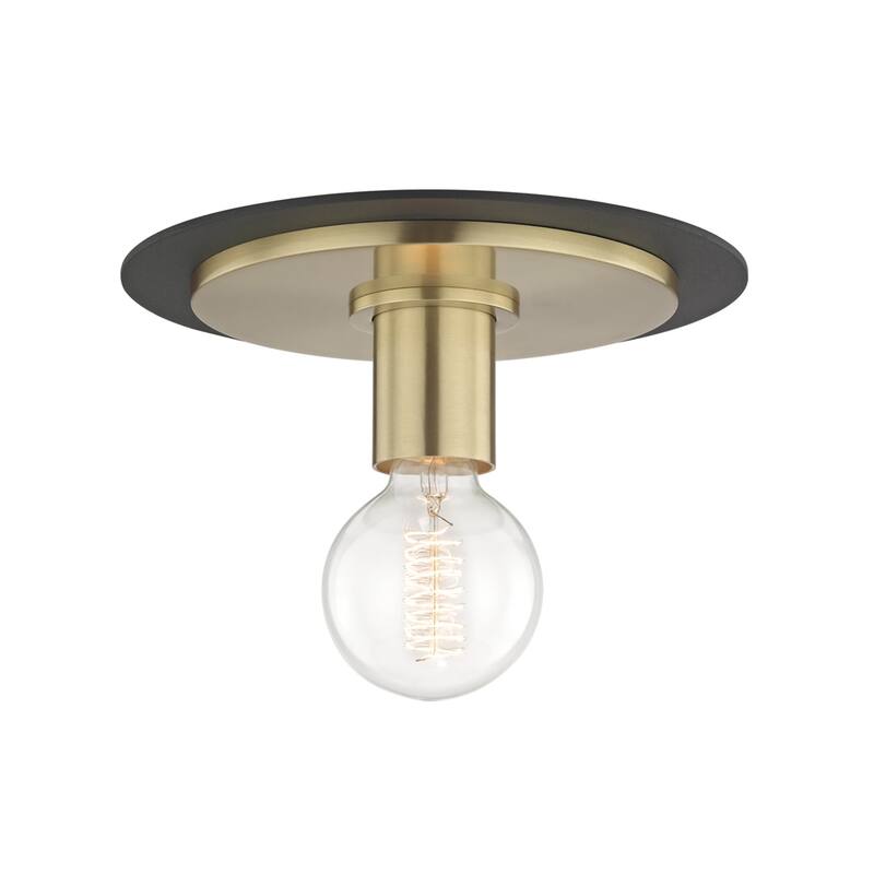 Mitzi by Hudson Valley Milo 1-light Aged Brass 9-inch Flush Mount with Black Accents