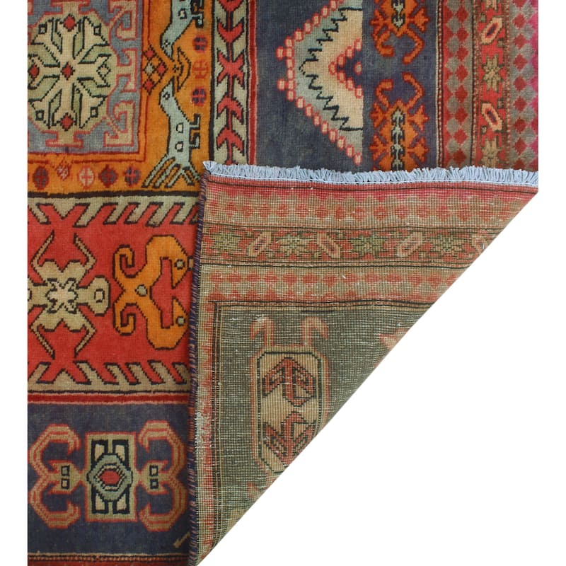 Fine Vintage Distressed Jamel Navy/Red Runner - 4'1" x 11'0"