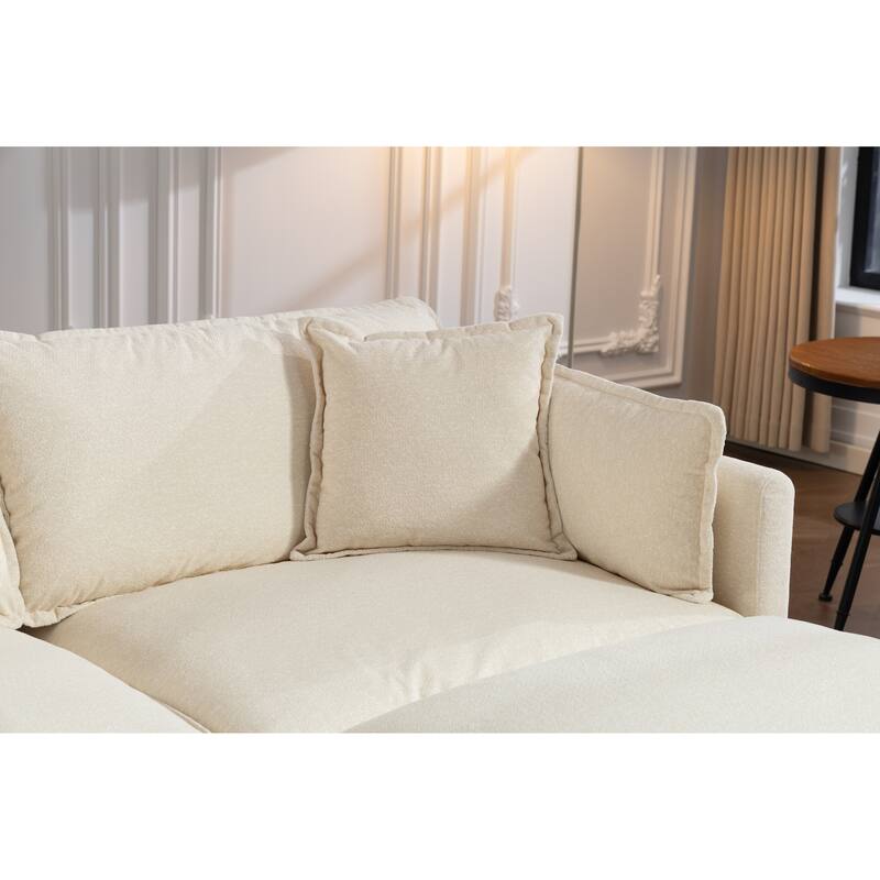 Anmytek 3-Seat 114.17" Modern Sectional Sleeper Sofa with Ottoman, Waist Pillows & Chaise Lounge