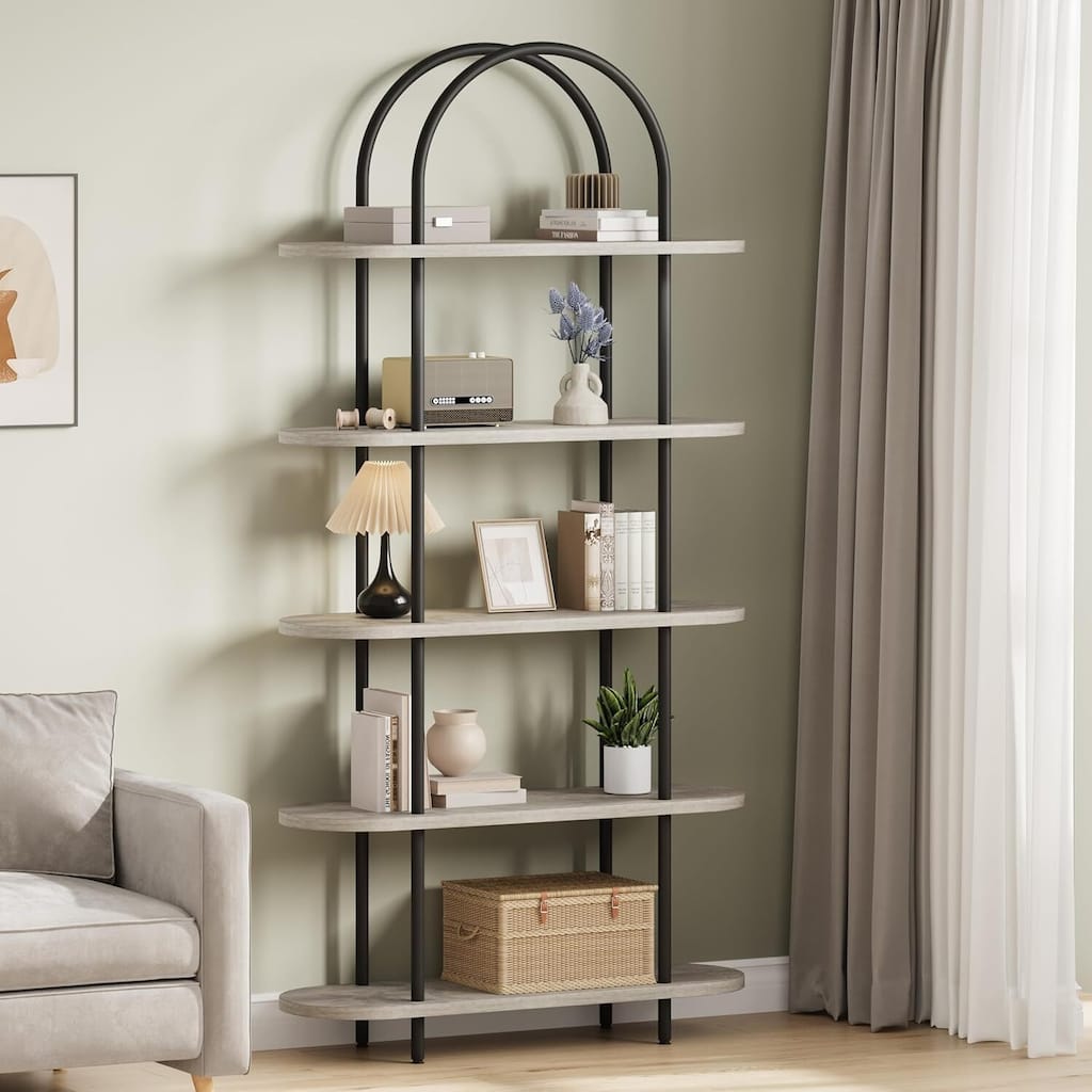 5-Shelf Bookcase, 71" Tall Metal Bookshelf,Modern Open Display Rack with Adjustable