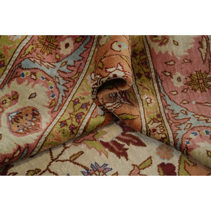 Hand Knotted Traditional Silk Beige Floral Area Rug - 5' 1'' X 3' 1''