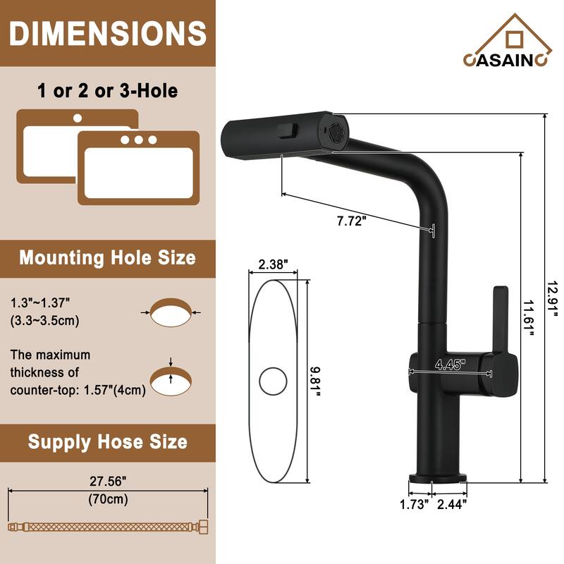 Single Handle Pull Down Sprayer Kitchen Faucet with Motion Sense Wave, Power Boost