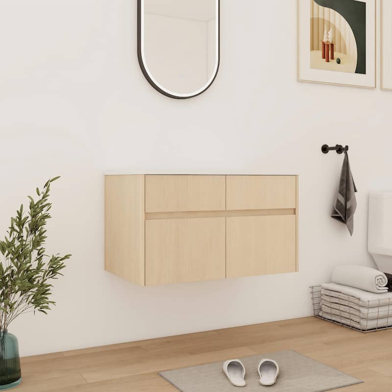 Bathroom Vanity With Sink In 32 Inch, Floating Bathroom Vanity With 2 Soft Close Doors And Drawer