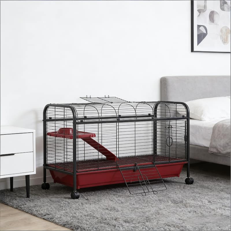 Pet Play House,Small Animal Cage is designed for convenient cleaning - Black,Red