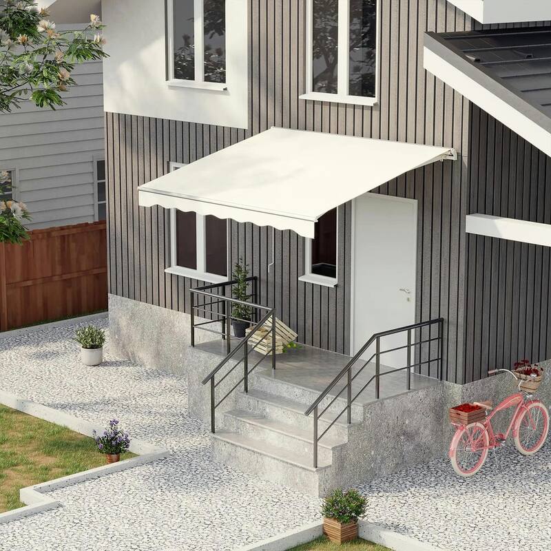 10'x8' Electric Retractable Awning,Remote Controller and Manual Crank