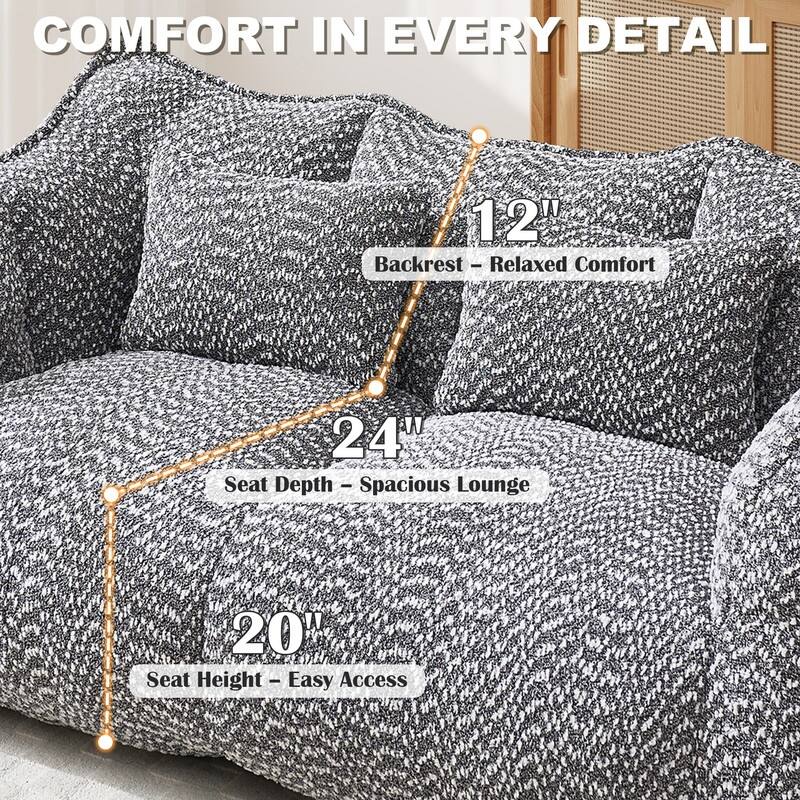 Rossetta Soft Comfortable Square Beanbag Chair with Armrests