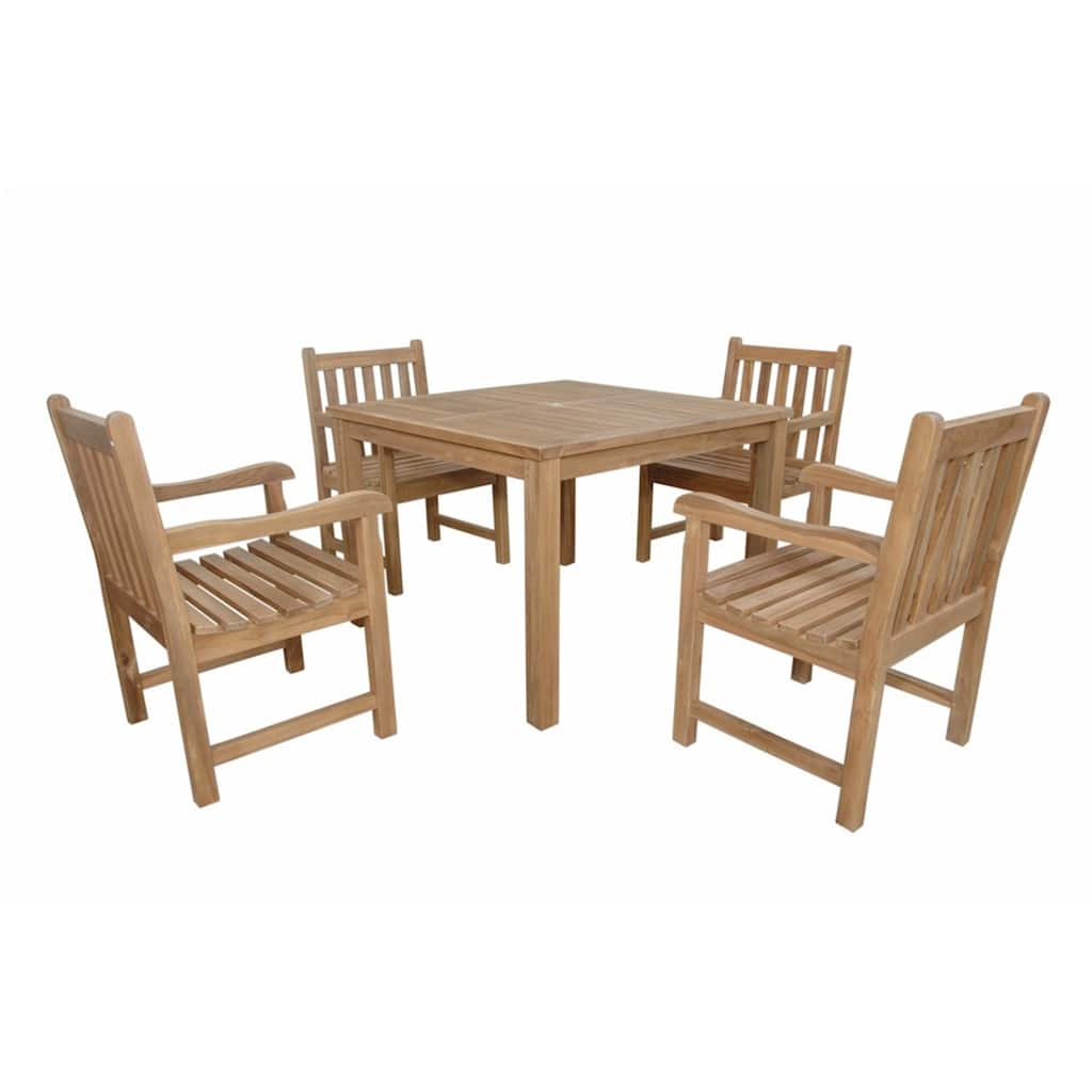 Outdoor Dining Set 5 Piece Teak Wood Patio Furniture Set