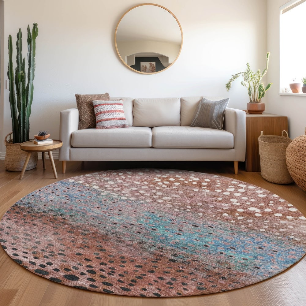 Machine Washable Indoor/ Outdoor Abstract Modern Chantille Rug