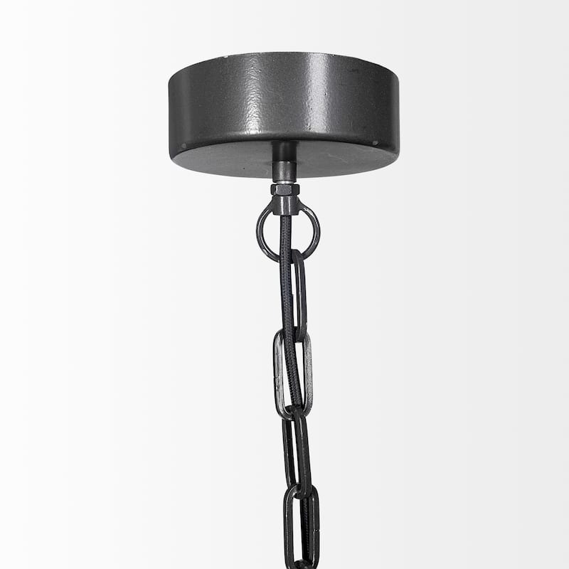 Liam I Black Wooden Bead Bowl-Shaped Chandelier
