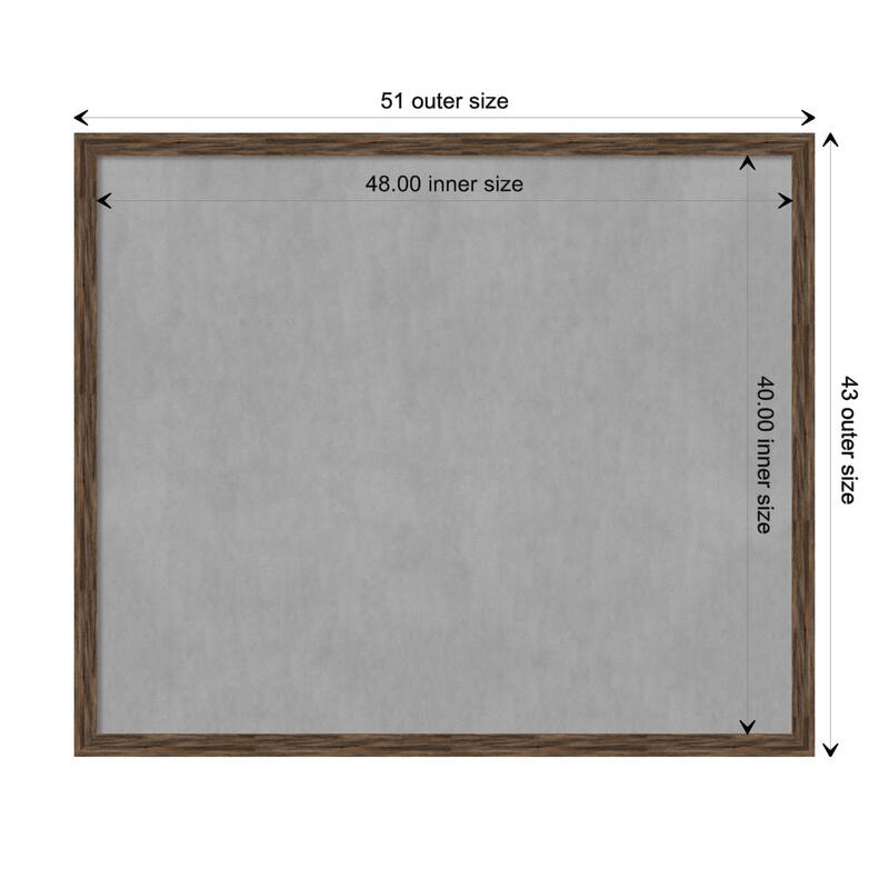 Amanti Art Regis Barnwood Mocha Narrow Framed Magnetic Board - Board Size 48x40