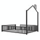 preview thumbnail 44 of 46, Metal House Platform Bed with Guardrail and Chimney
