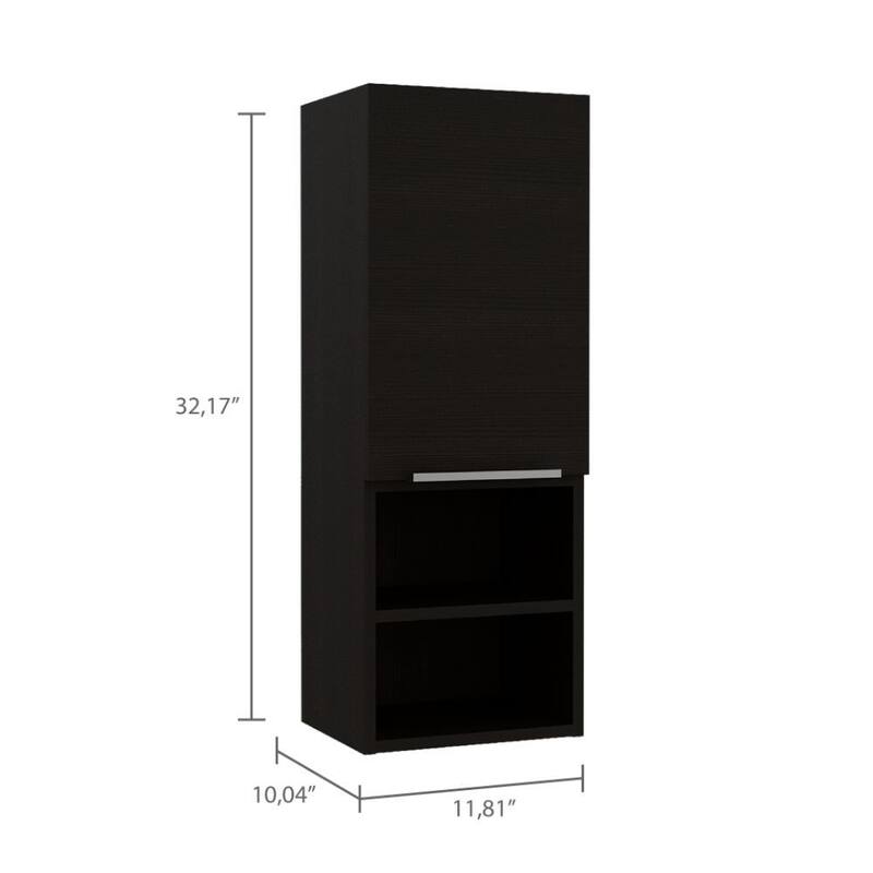 TUHOME Concord 2-Piece Bathroom Set with Linen Cabinet and Medicine Cabinet, Black
