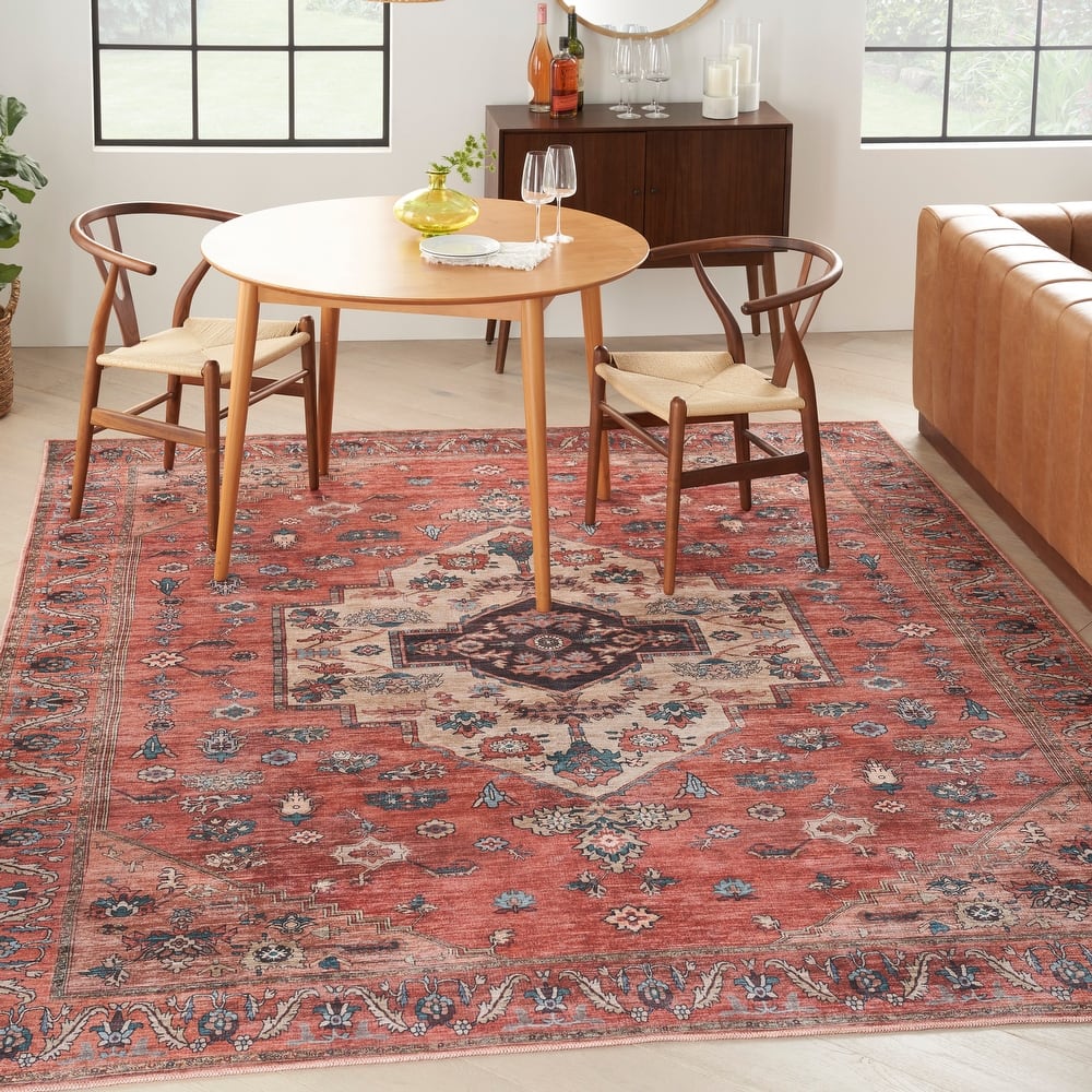 Brilliance Machine Washable Persian Medallion Area Rug