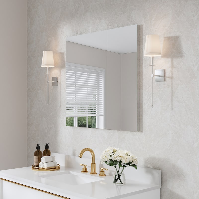 32"W X 30'H Recessed or Surface Wall Mount Bathroom Medicine Cabinet With Adjustable Glass Shelves