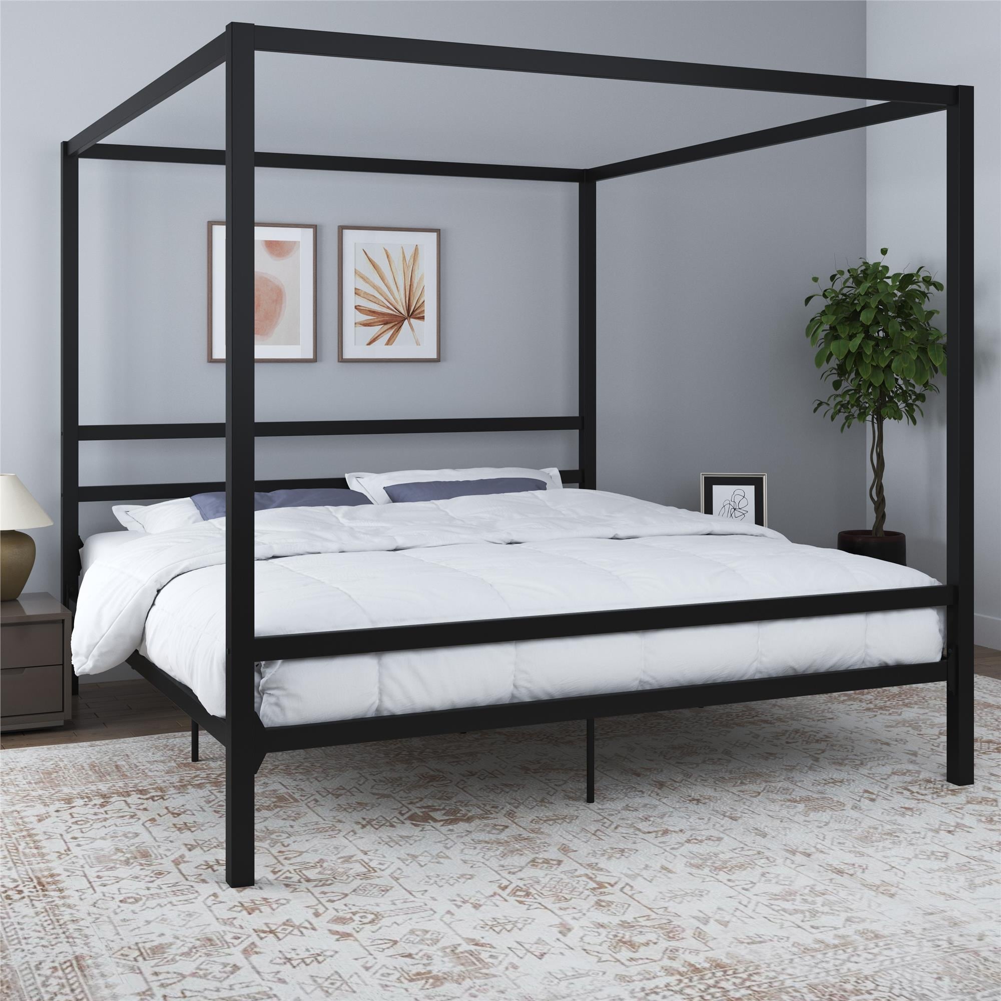 Metal canopy king outlet bed