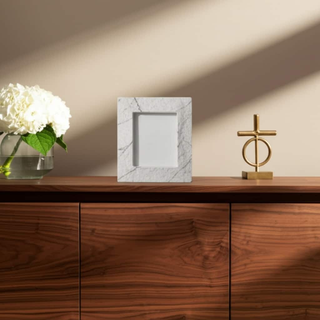 Stone Wood Frame Capri Style Modern Design for Home Office - 1" White