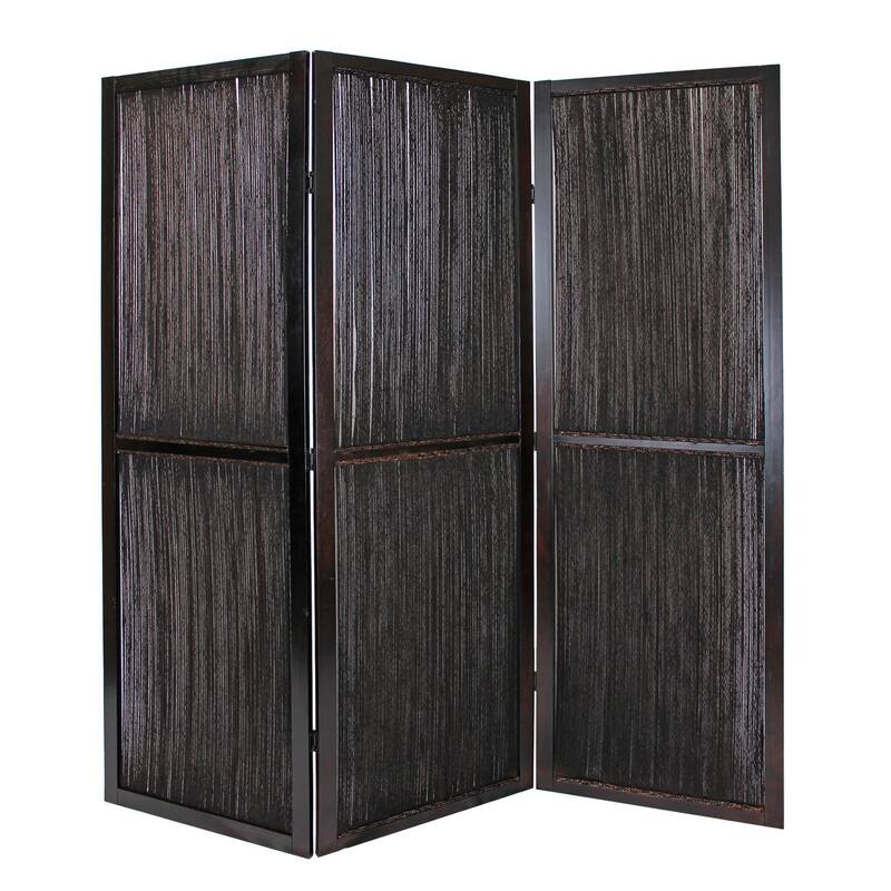 Yetta 72 x 72 Indoor Outdoor Folding Screen Room Divider, Handmade, Brown - Brown
