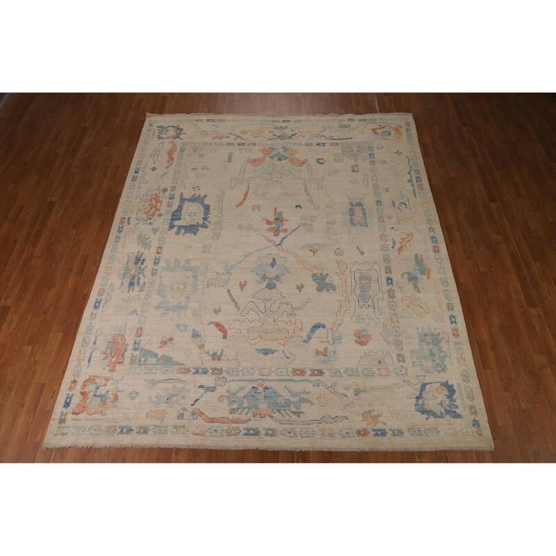 Vegetable Dye Oushak Turkish Area Rug Handmade Traditional Wool Carpet - 8'4"x 10'1"