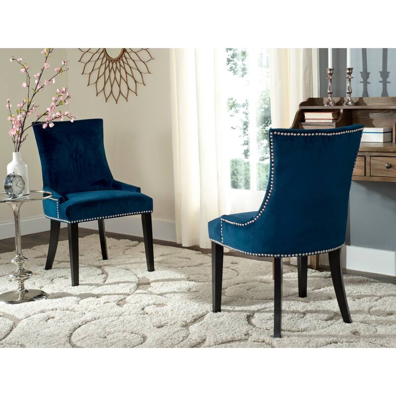 SAFAVIEH Lester Dining Chair (Set of 2) - 24"W x 25"D x 39"H - Navy - Set of 2