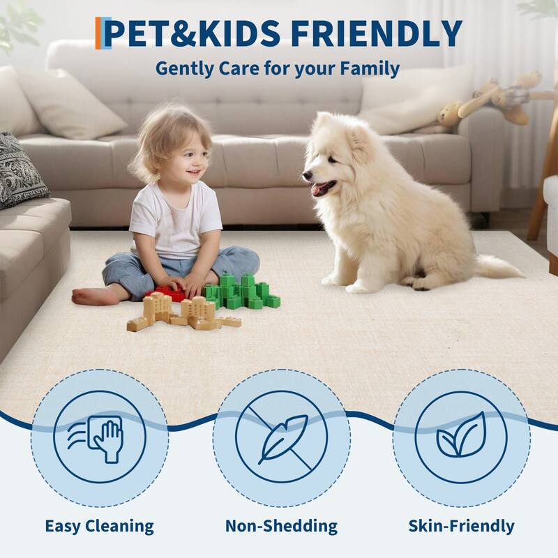 Washable Living Room Rugs Farmhouse Rug Modern Solid Carpet Soft Non Slip Area Rug