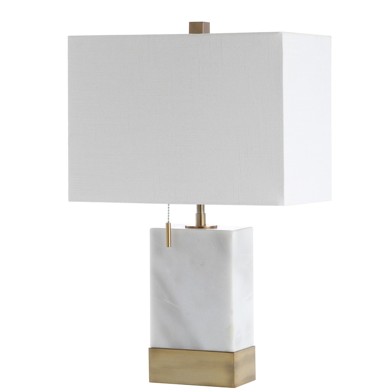 Travis 22.5" Marble/Iron Gold Modern Console LED Table Lamp, white by JONATHAN Y