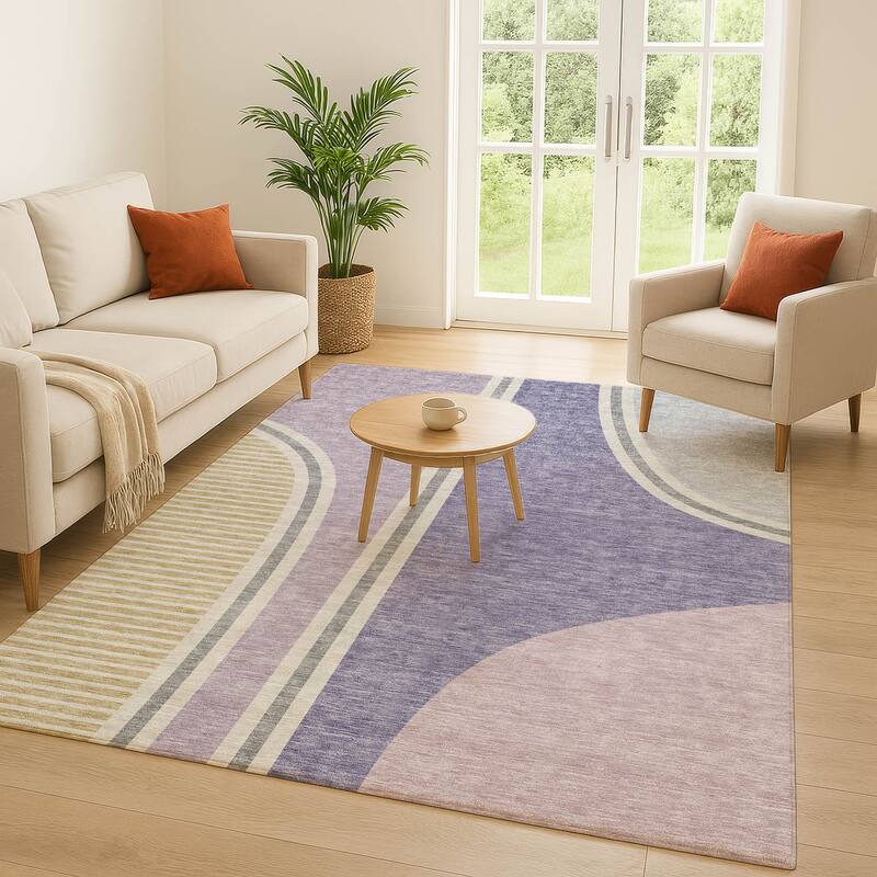 Machine Washable Indoor/ Outdoor Contemporary Keely Chantille Rug