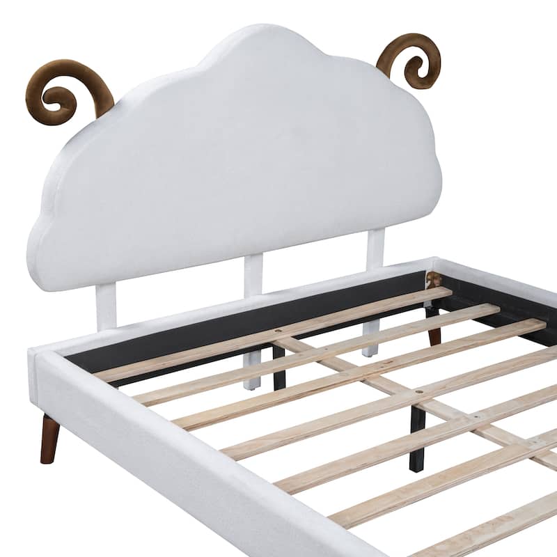 Platform Bed with Sheep-Shaped Headboard