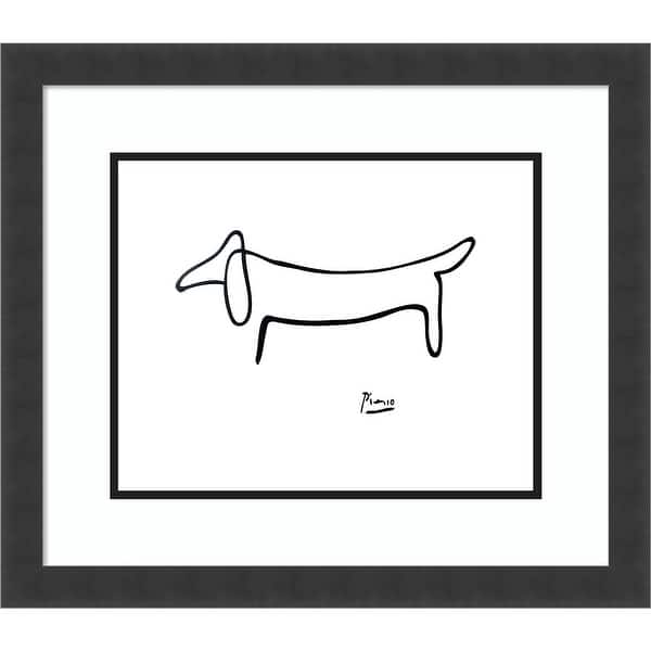 slide 1 of 70, Le Chien (The Dog) by Pablo Picasso Framed Wall Art Print 15 x 13-inch - Black/White