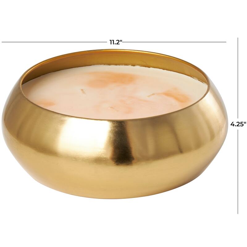 Gold Metal Jasmine Scented Wide Wick Candle with White Wax