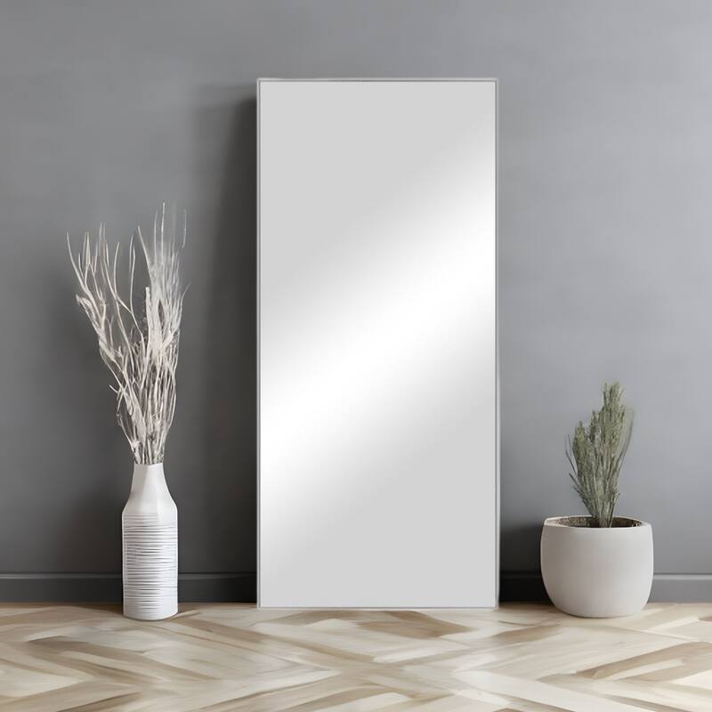 Framed Wall Mirror - 21.7" W x 0.8" D x 47.2" H - Silver