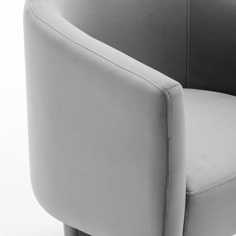 SEYNAR Modern Velvet Accent Chair, Upholstered Barrel Chair with Unique Solid Base for Living Room Soft Club Chair