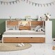 preview thumbnail 2 of 17, Twin Bed Frame with Trundle Bed and Bookcase, Wooden Captain Bed Built-in Led Downlight and USB Port for Guest Room, Bedroom