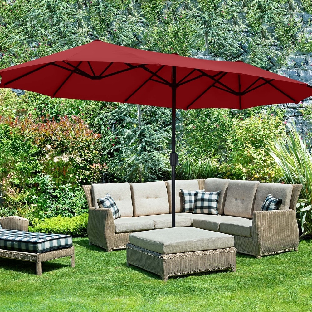 eliteshade sunbrella 9ft patio outdoor table umbrella 3 layers EliteShade Sunbrella Solar 9ft 3 Tiers Market Umbrella with 80 LED Lights Patio  Umbrellas Outdoor Table with Ventilation and 5 Years Non-Fading Top,Sandy