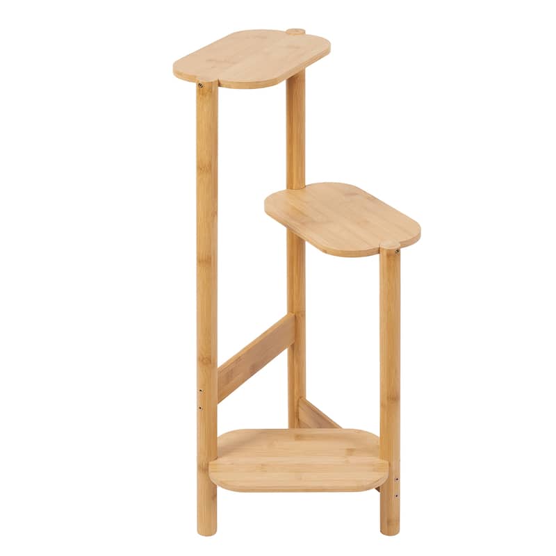 Bamboo Plant Stand 3 Tier Corner Flower Display Rack Holder - Wood