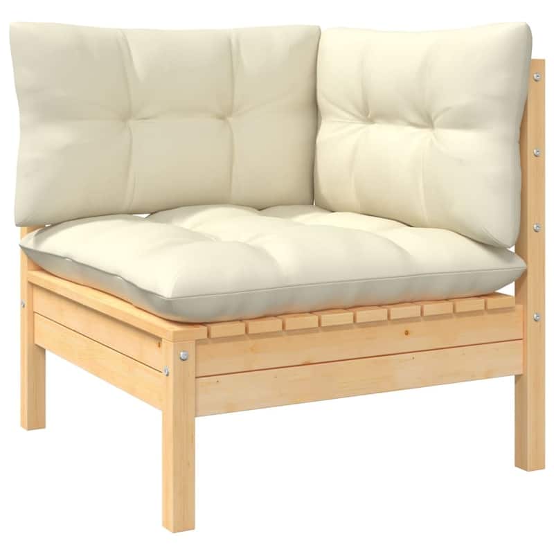 vidaXL Solid Pinewood Patio Lounge Set 12 Piece with Cushions Multi Colors