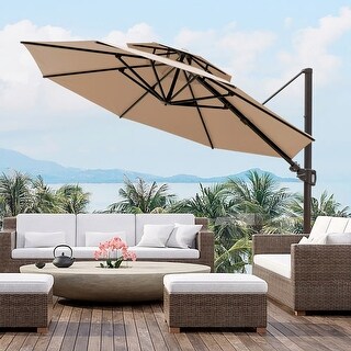Luxury Patio Cantilever Umbrella with Round Double Top