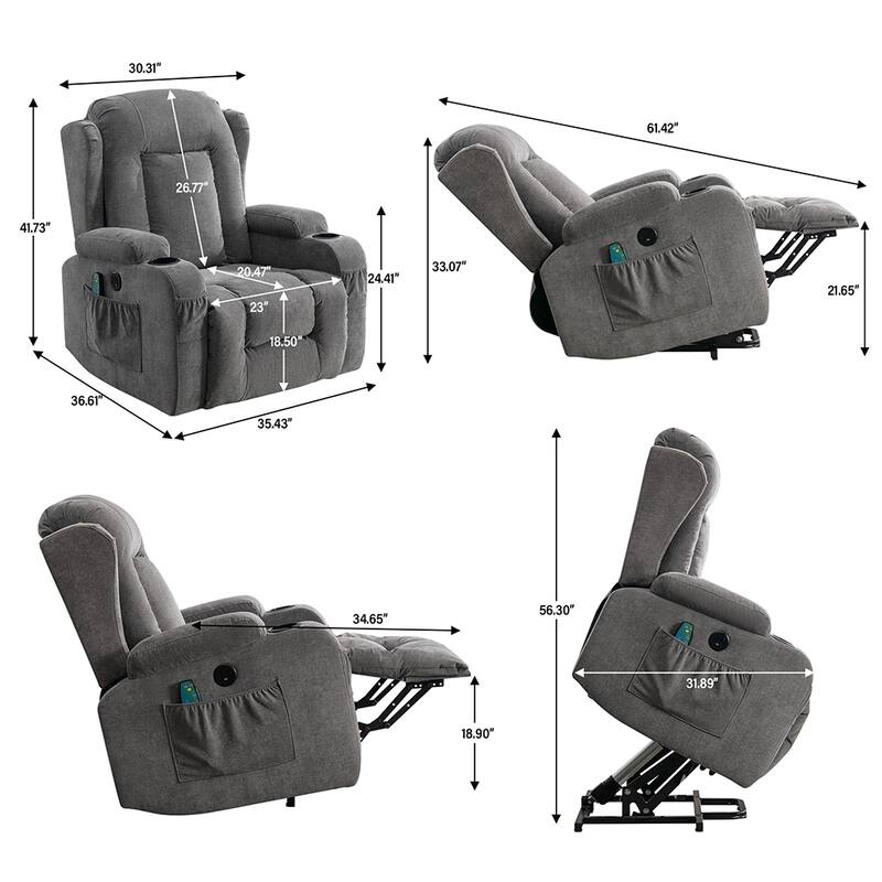 Modern Power Lift Recliner Chair w/Massage & Heat, Infinite Position