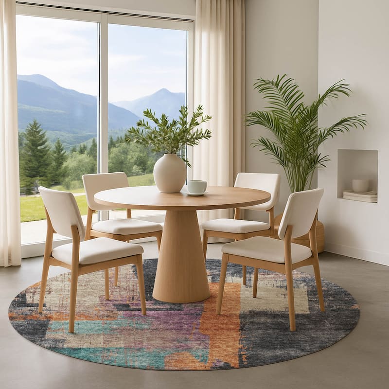 Premium Washable Super Soft Abstract Contemporary Mayfield Rug - Charcoal - 8' x 8'