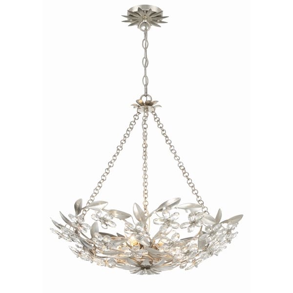 slide 2 of 8, Marselle 6 Light Antique Silver Chandelier - 24"W x 6"H x 24"D