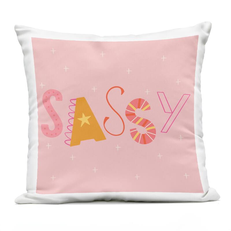 Stupell Pink & Yellow Sassy Typography Printed Outdoor Throw Pillow Design by Sazerelli Designs - Accent - Polyester - Pink - Single