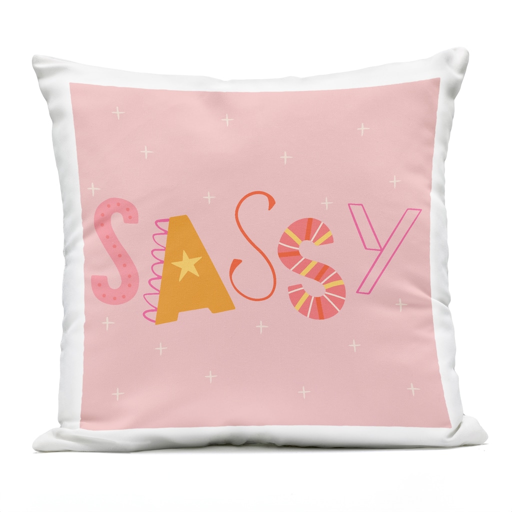 Stupell Pink & Yellow Sassy Typography Printed Outdoor Throw Pillow Design by Sazerelli Designs