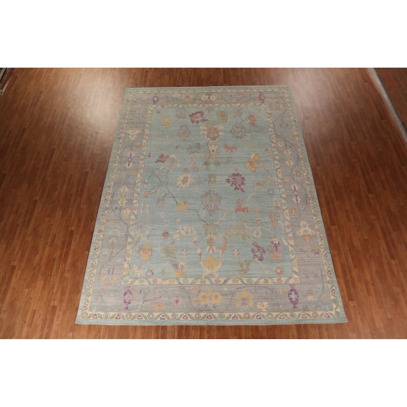 Turkish Oushak Vegetable Dye Turkish Large Rug Handmade Wool Carpet - 10'2"x 13'7"