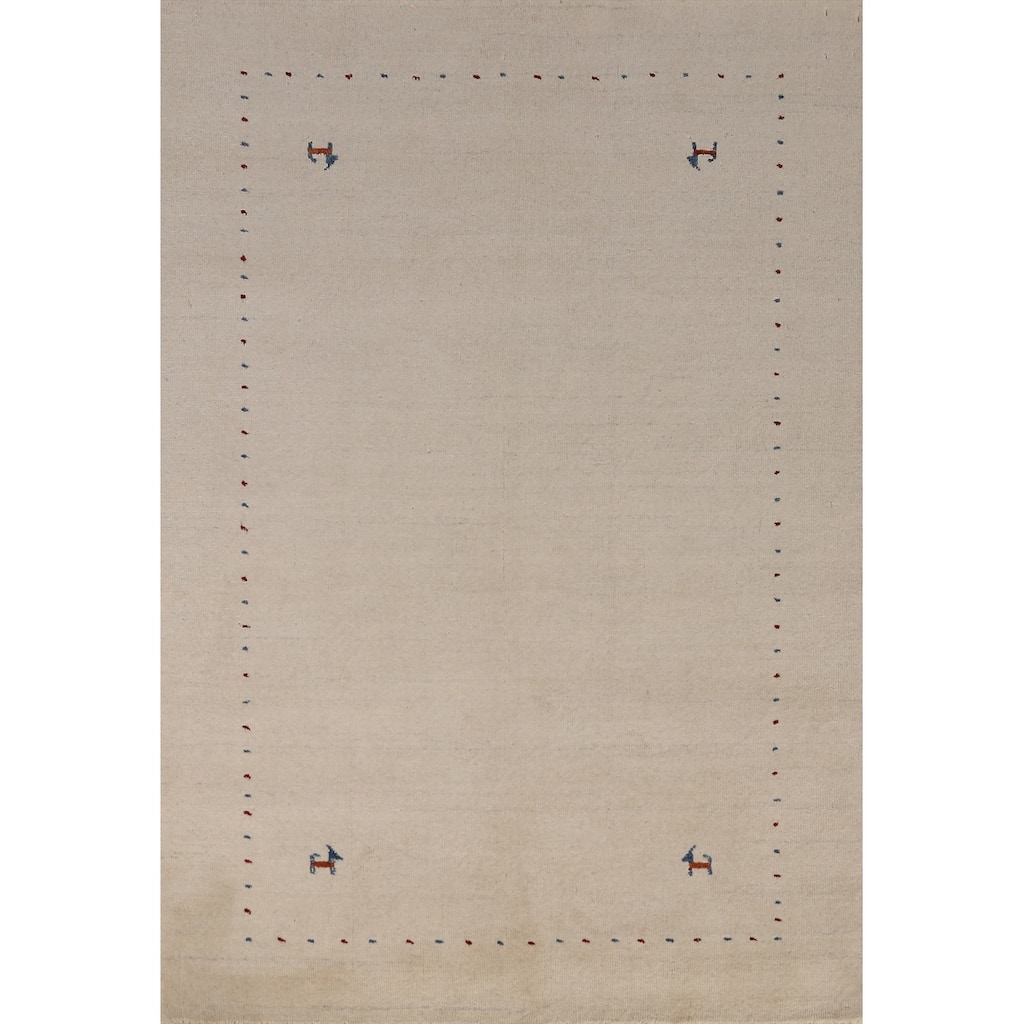 Little Animals Tribal Gabbeh Indian Rug Hand-Knotted Wool Carpet - 4'0" x 6'0"