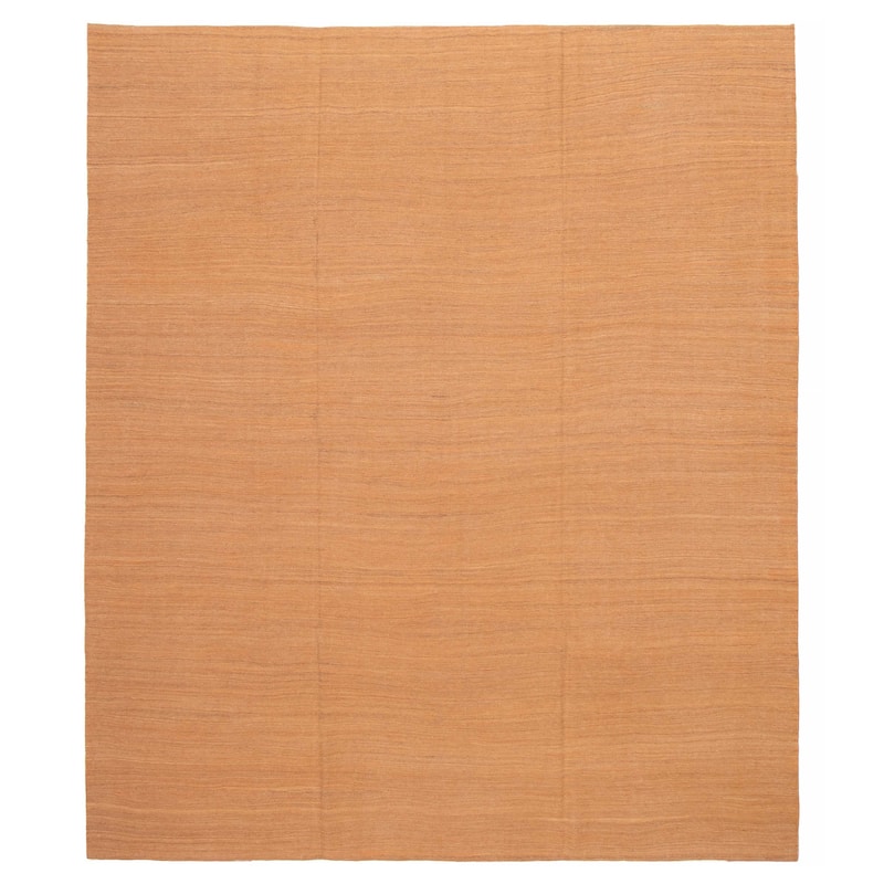 ECARPETGALLERY Flat-Weave Ankara FW Orange Wool Kilim - 10'4 x 12'0 - Light Orange - 10'4 x 12'0