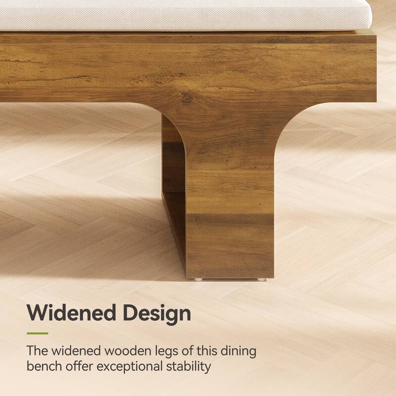 Dining Bench with Linen Cushion, End of Bed Upholstered Bench, Entryway Bench for Hallway, Living Room, Bedroom, Kitchen