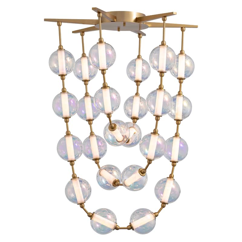 Golden Lighting Pearla Integrated LED 28in Pendant in Brushed Champagne Brass - Gold