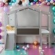 preview thumbnail 2 of 7, Twin Size Loft Bed with Ladder and Slide with Blackboard and Light Strip