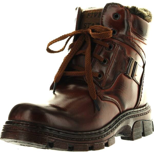 Shop Mens Winter Boots Ankle Fashion Lace Up Fur Full Lined Side