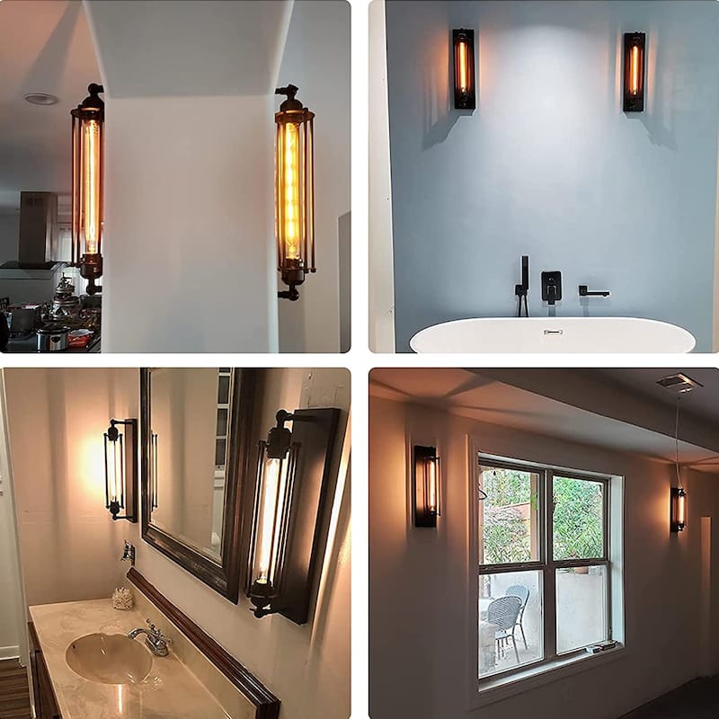 YANSUN 1-Light Metal Cage Wall Sconces Modern Wrought Iron Wall Lamp for Bedside Bar Restaurant - 3.94in.